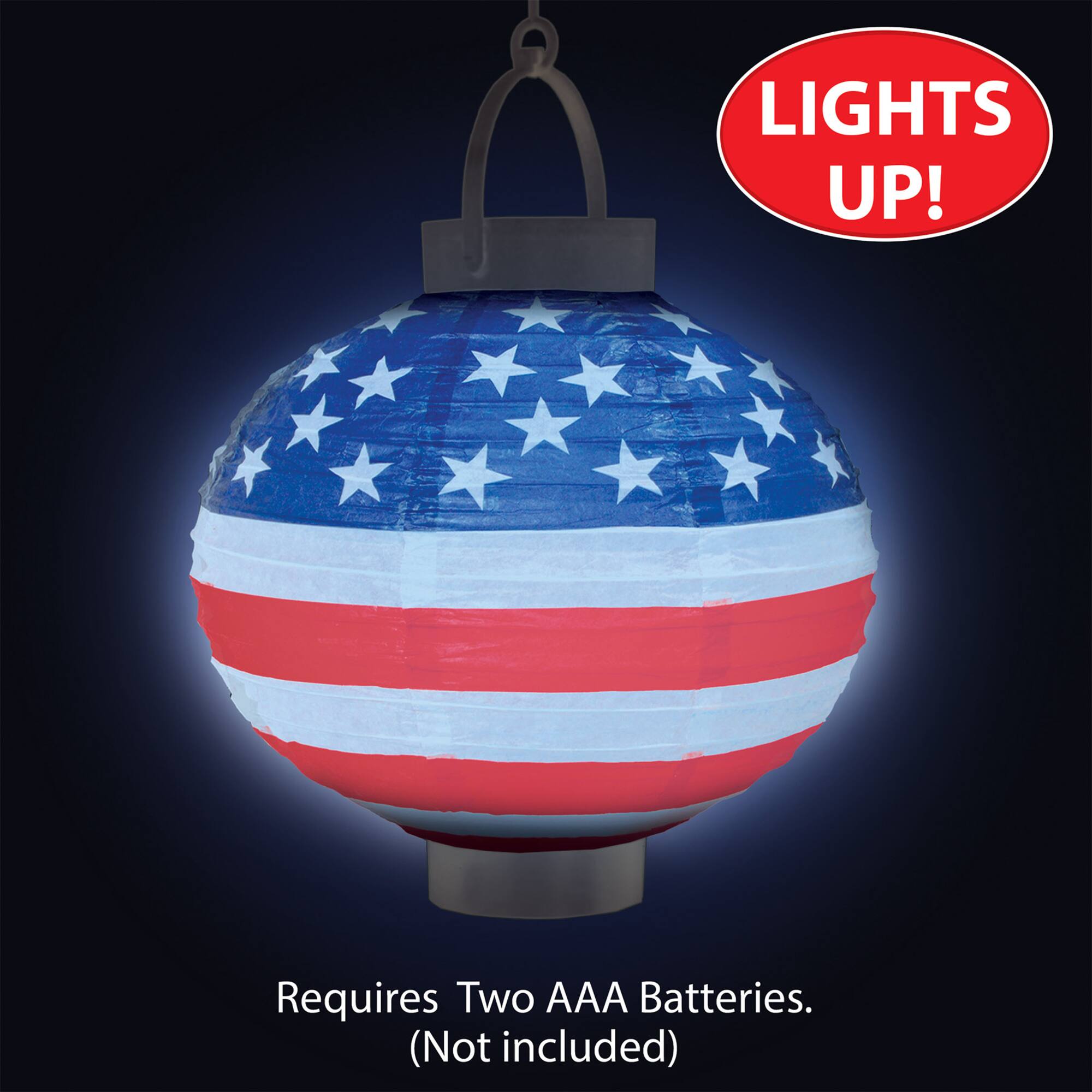 Beistle 8" Pre-Lit Patriotic Light-Up Paper Lanterns, 3ct.